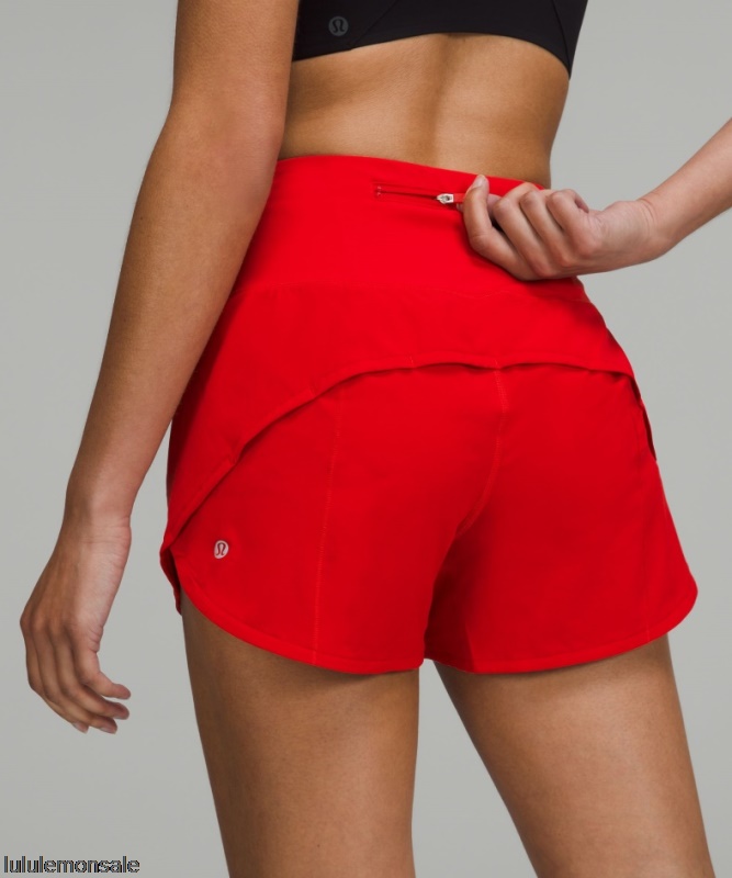 Lululemon Damen DELULU375 | Beschleunigen Hochhaus Gefüttert Kurz 4 Dunkelrot